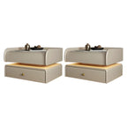 Black LED Marble Top Drawer Storage Nightstand