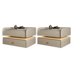 Black LED Marble Top Drawer Storage Nightstand
