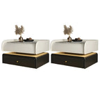 Black LED Marble Top Drawer Storage Nightstand