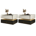 Black LED Marble Top Drawer Storage Nightstand