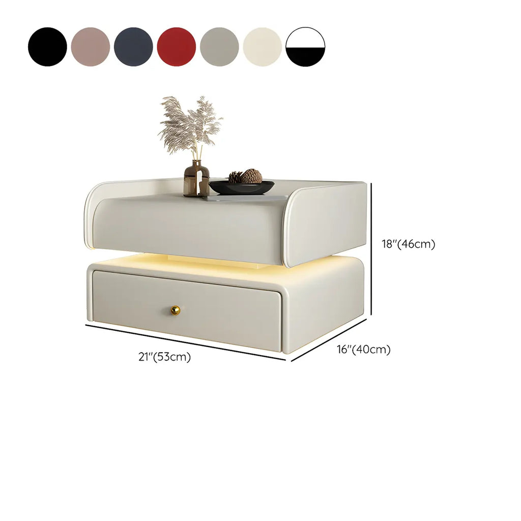 Black LED Marble Top Drawer Storage Nightstand
