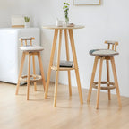 Minimalist Round 2-tier Bar Height Small Wooden Bar Table