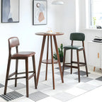 Minimalist Round 2-tier Bar Height Small Wooden Bar Table