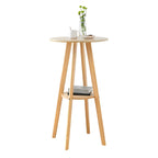 Minimalist Round 2-tier Bar Height Small Wooden Bar Table