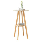 Minimalist Round 2-tier Bar Height Small Wooden Bar Table