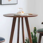 Minimalist Round 2-tier Bar Height Small Wooden Bar Table