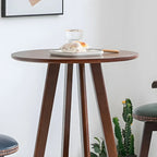 Minimalist Round 2-tier Bar Height Small Wooden Bar Table