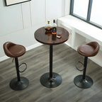 Minimalist Pedestal Wood Metal Round Bar Height Table
