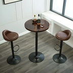 Minimalist Pedestal Wood Metal Round Bar Height Table