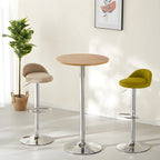 Minimalist Pedestal Wood Metal Round Bar Height Table