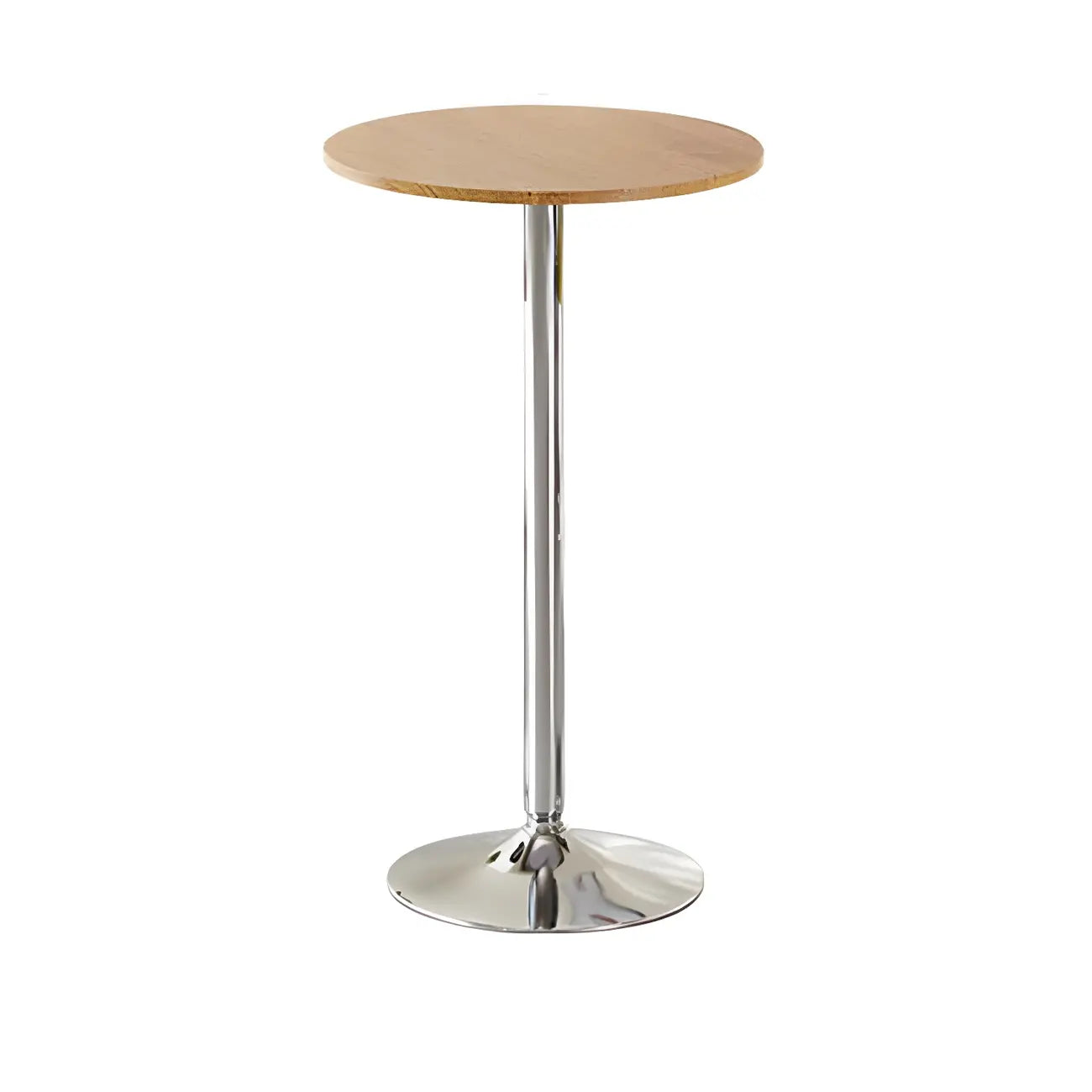 Minimalist Pedestal Wood Metal Round Bar Height Table