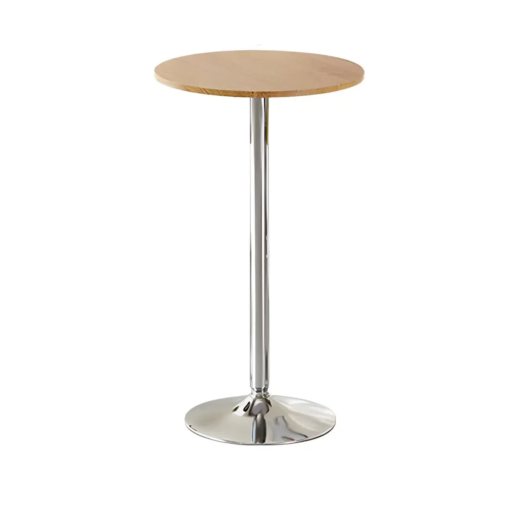 Minimalist Pedestal Wood Metal Round Bar Height Table