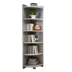 Contemporary Space-Saving Wood Walnut Corner Bookcase