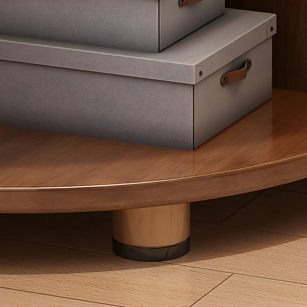 Contemporary Space-Saving Wood Walnut Corner Bookcase