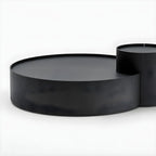Black Round Modern Nesting Wood Coffee Table with Storage