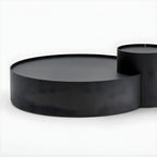 Black Round Modern Nesting Wood Coffee Table with Storage