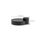 Black Round Modern Nesting Wood Coffee Table with Storage