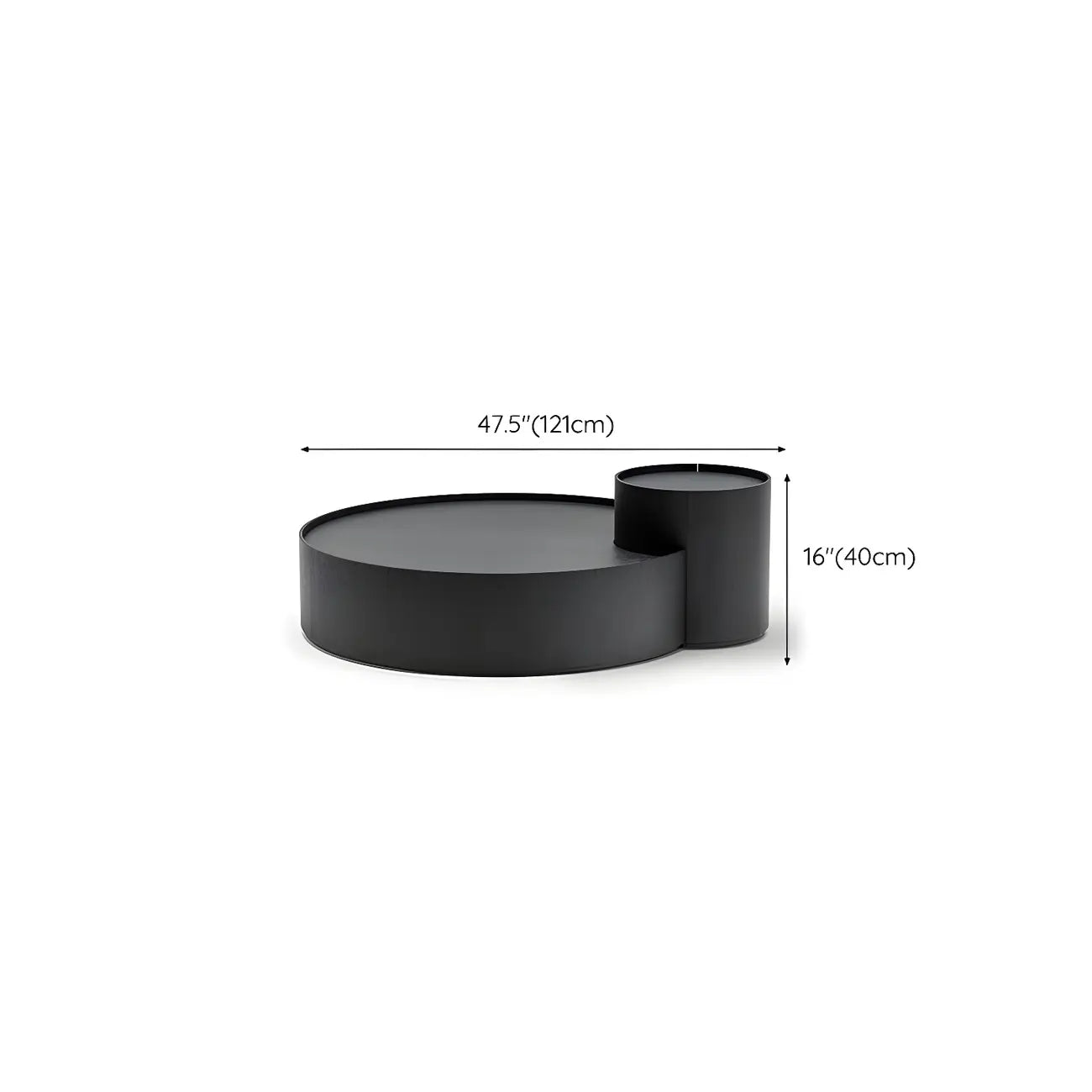 Black Round Modern Nesting Wood Coffee Table with Storage