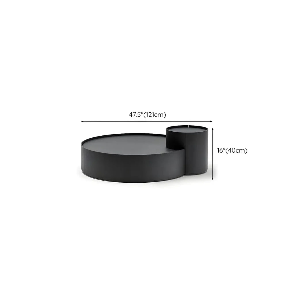 Black Round Modern Nesting Wood Coffee Table with Storage