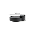 Black Round Modern Nesting Wood Coffee Table with Storage