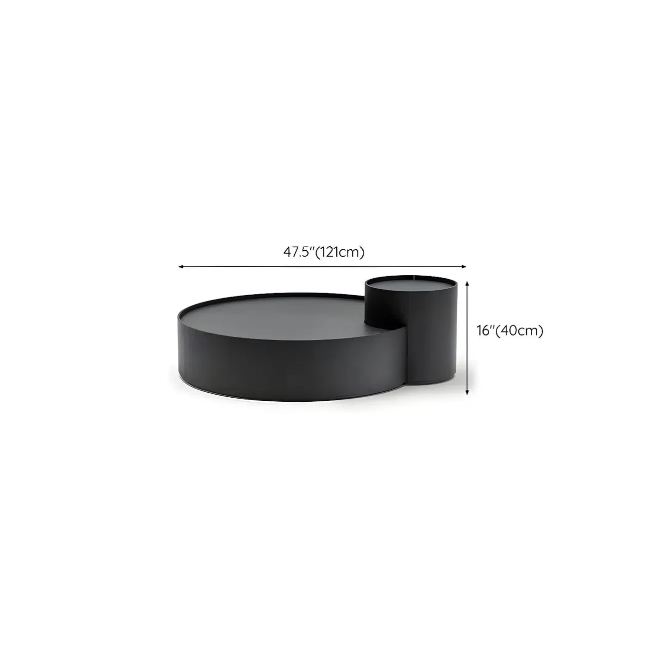 Black Round Modern Nesting Wood Coffee Table with Storage