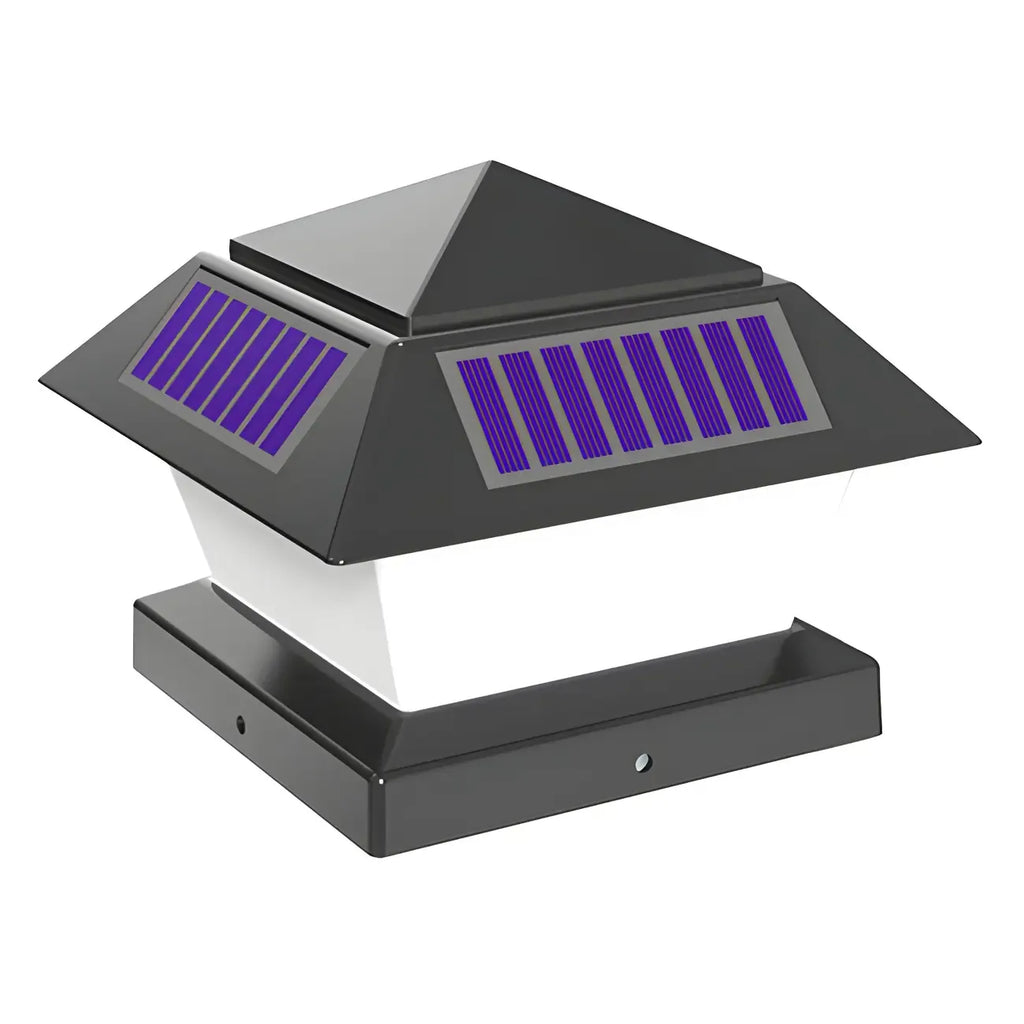 Black Metal Geometric Solar Outdoor Post Lights