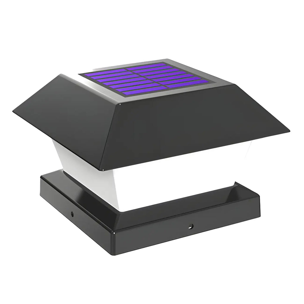 Black Metal Geometric Solar Outdoor Post Lights