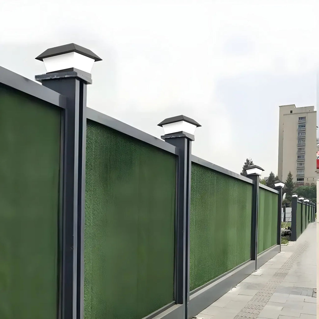 Black Metal Geometric Solar Outdoor Post Lights