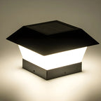 Black Metal Geometric Solar Outdoor Post Lights