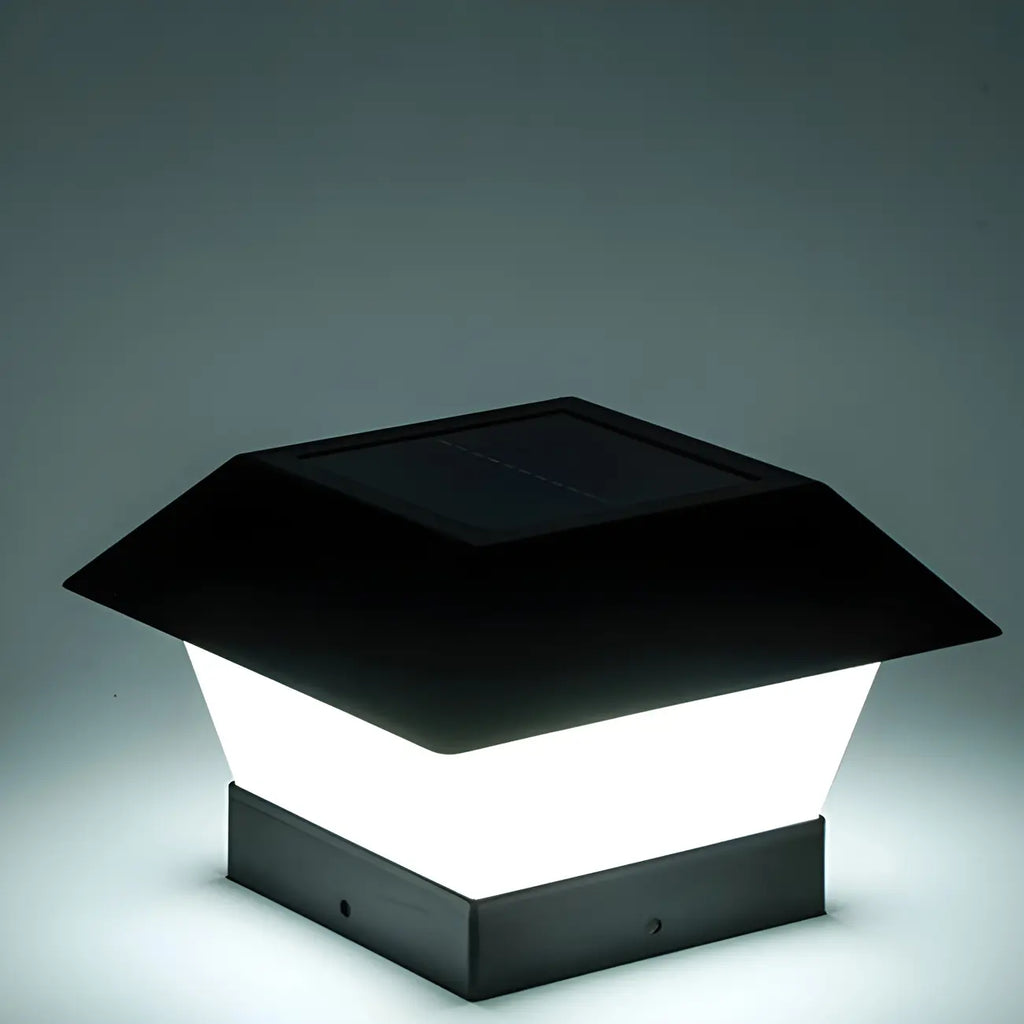 Black Metal Geometric Solar Outdoor Post Lights