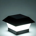 Black Metal Geometric Solar Outdoor Post Lights