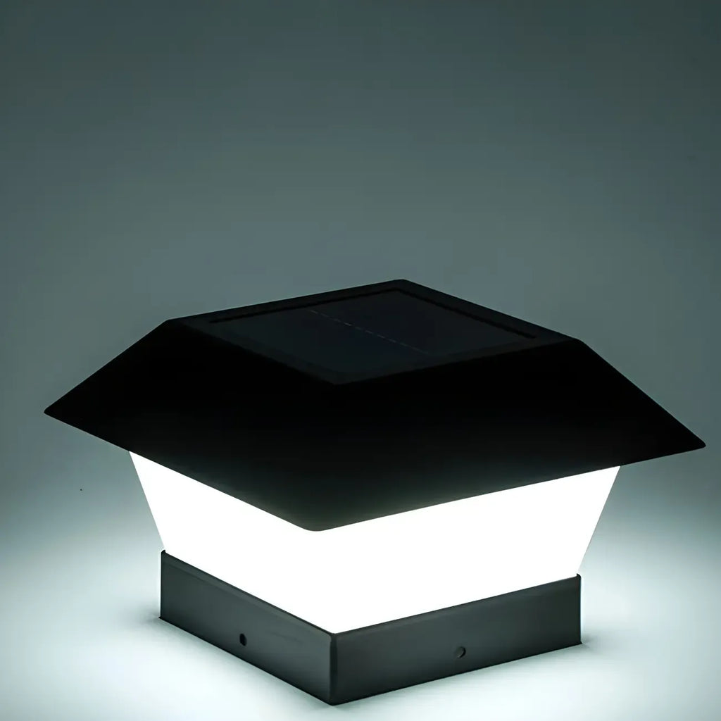 Black Metal Geometric Solar Outdoor Post Lights