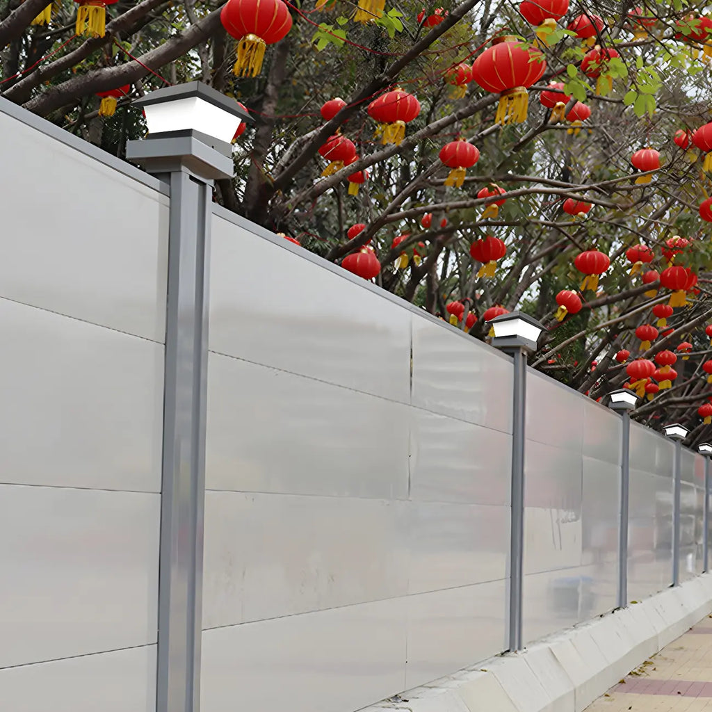 Black Metal Geometric Solar Outdoor Post Lights