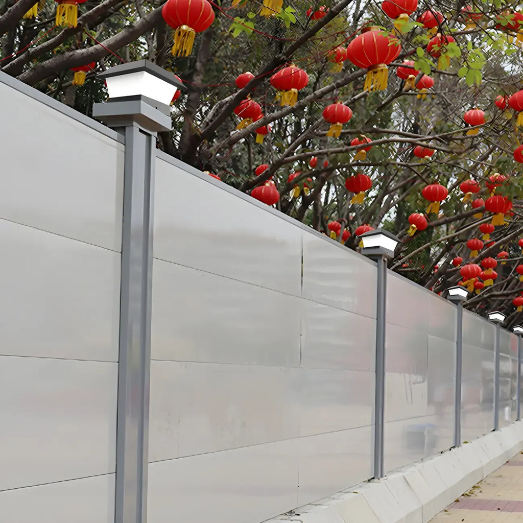 Black Metal Geometric Solar Outdoor Post Lights