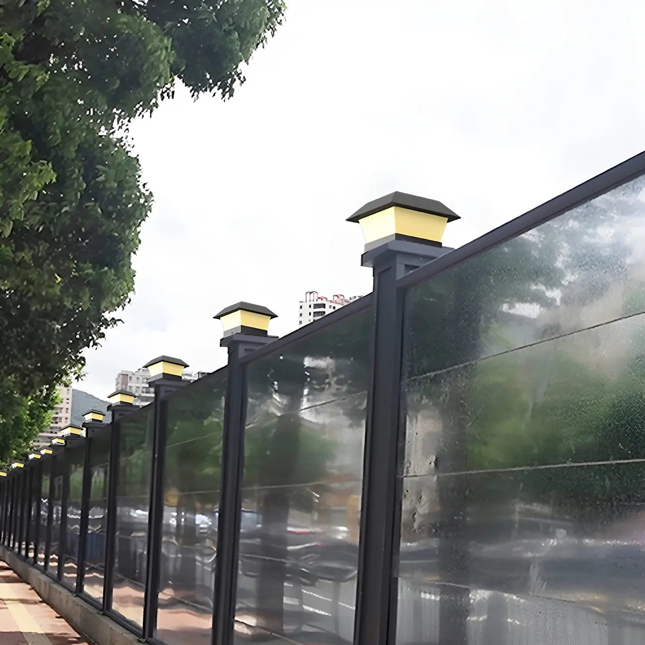 Black Metal Geometric Solar Outdoor Post Lights