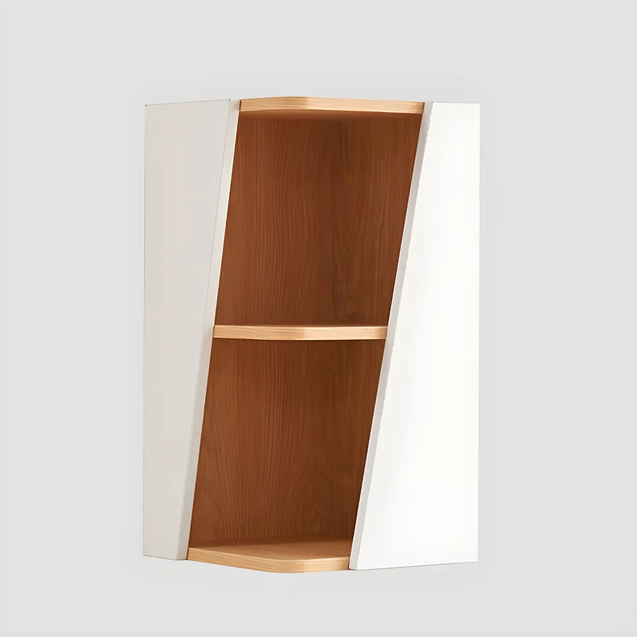 Artistic Modern White Wooden Corner Bookcase