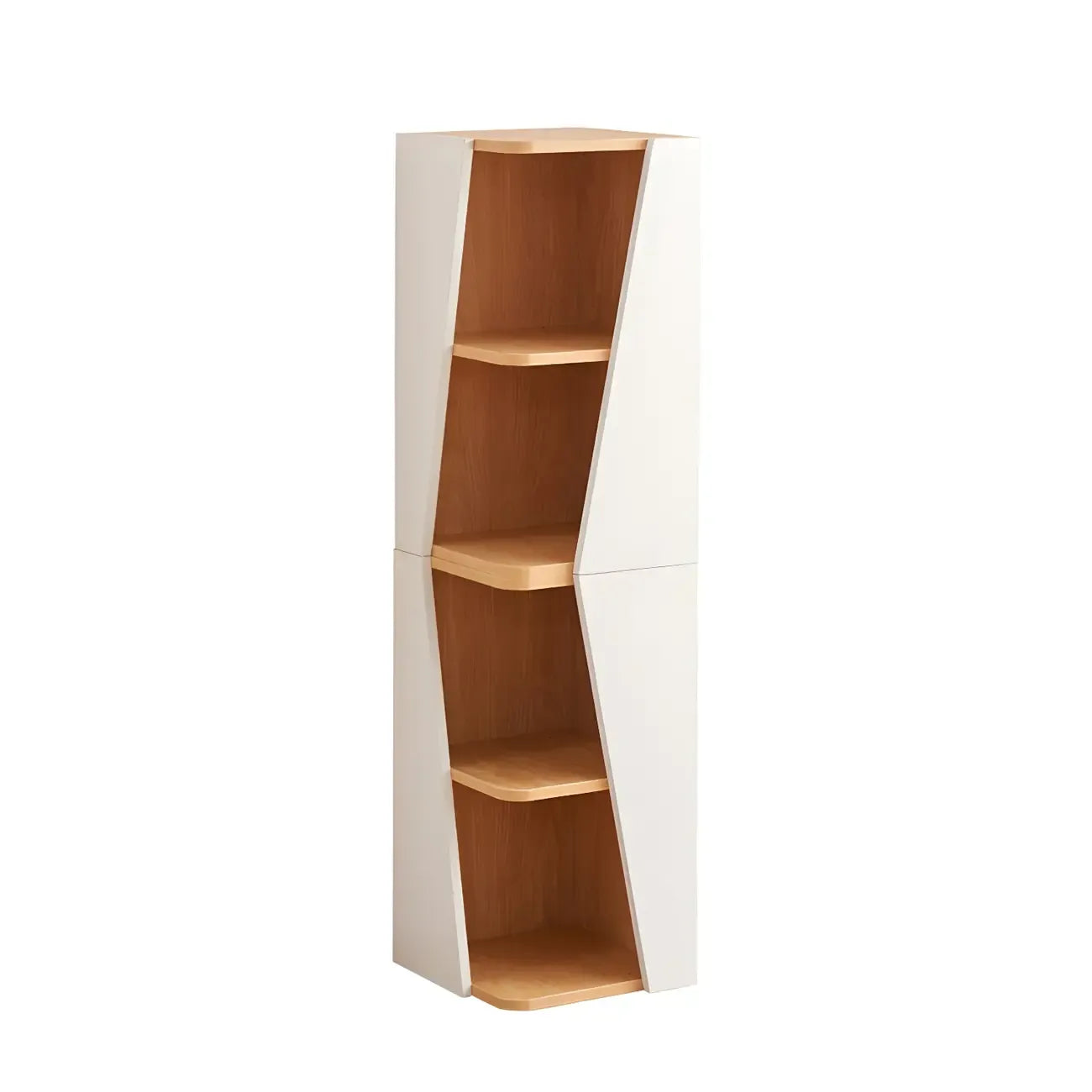 Artistic Modern White Wooden Corner Bookcase
