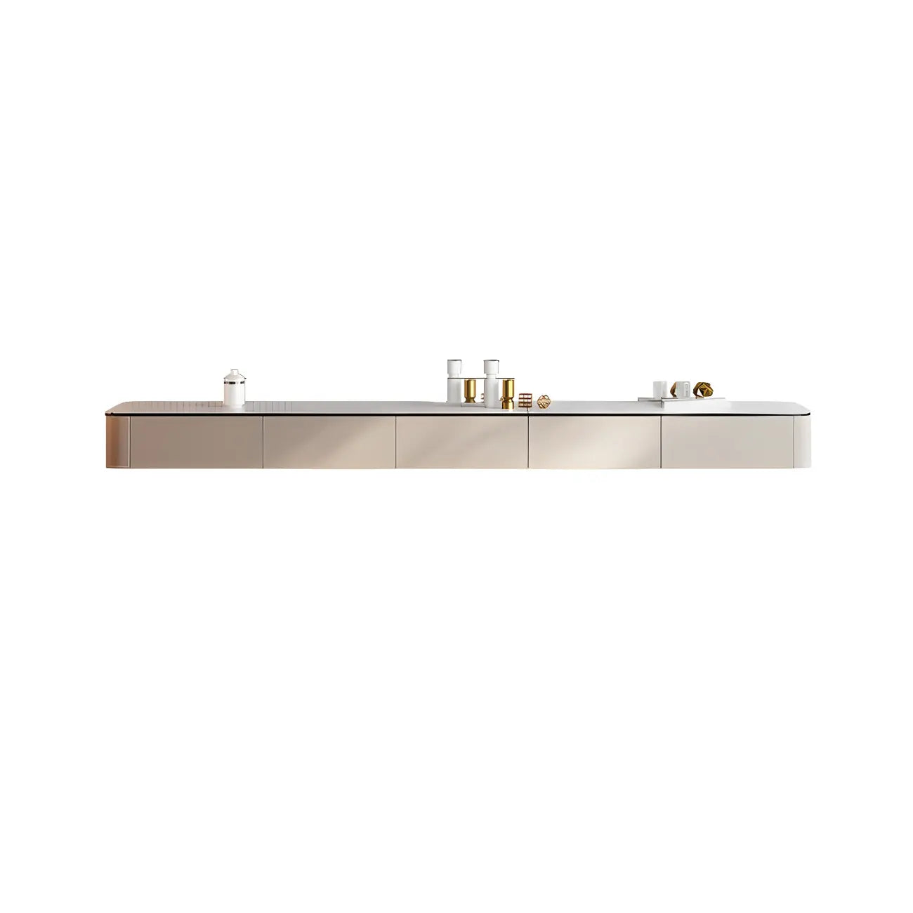 79 4-Drawer White Stone Floating Cable Management TV Stand