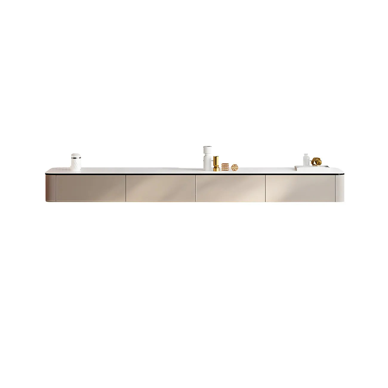 79 4-Drawer White Stone Floating Cable Management TV Stand