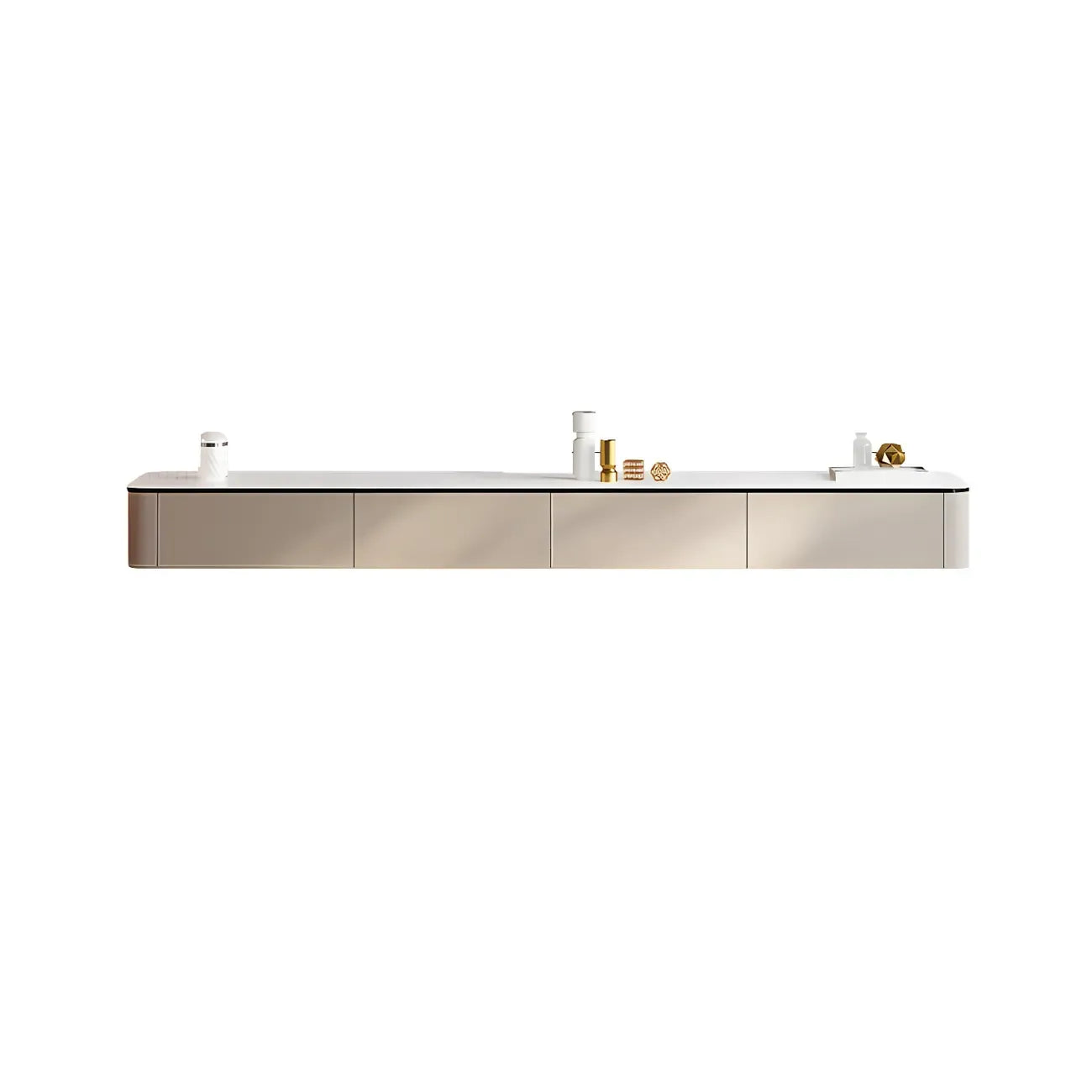 79 4-Drawer White Stone Floating Cable Management TV Stand