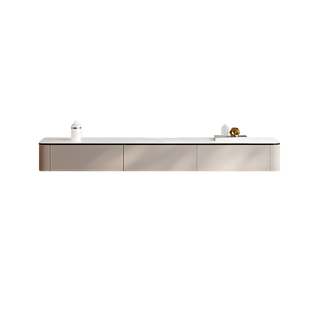79 4-Drawer White Stone Floating Cable Management TV Stand