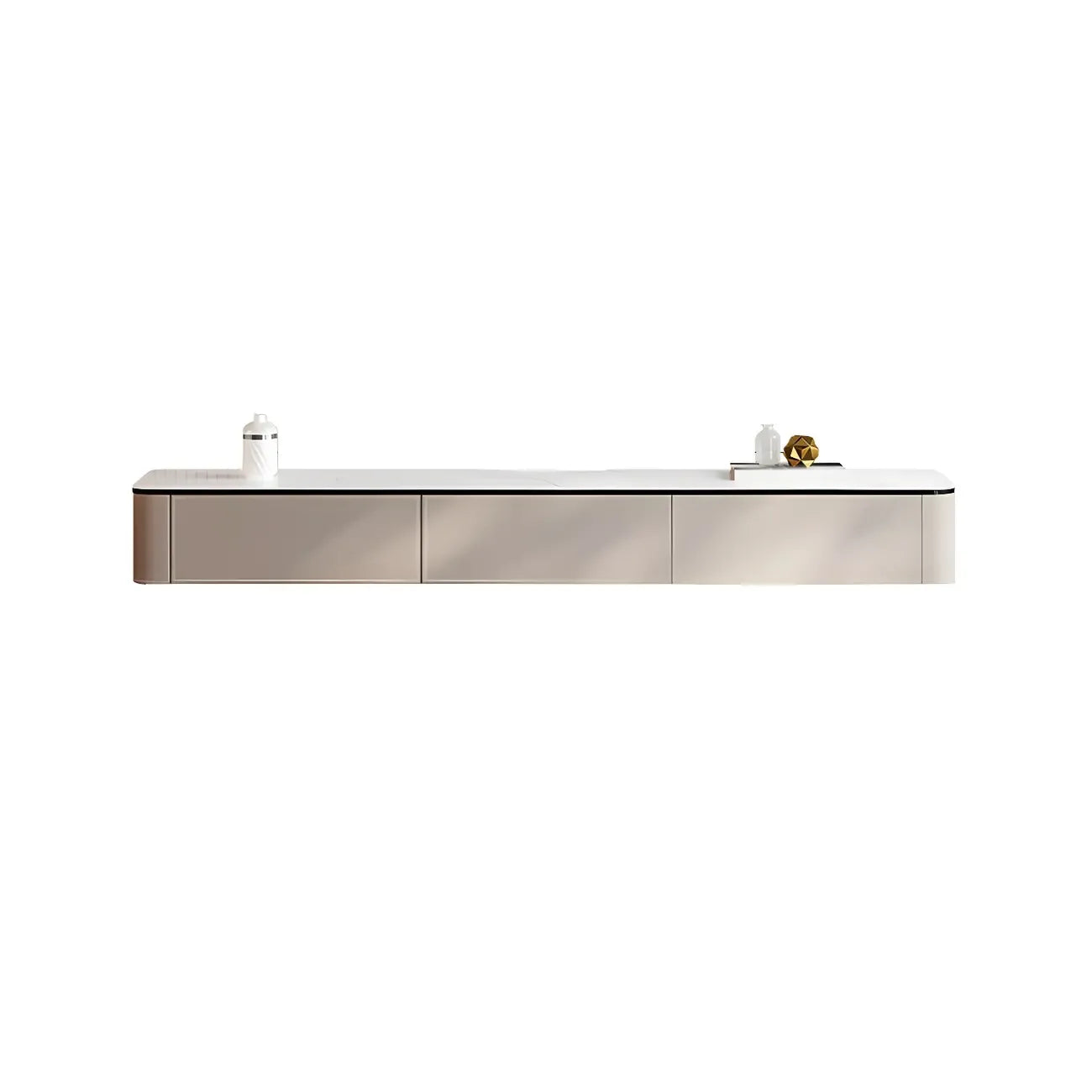 79 4-Drawer White Stone Floating Cable Management TV Stand