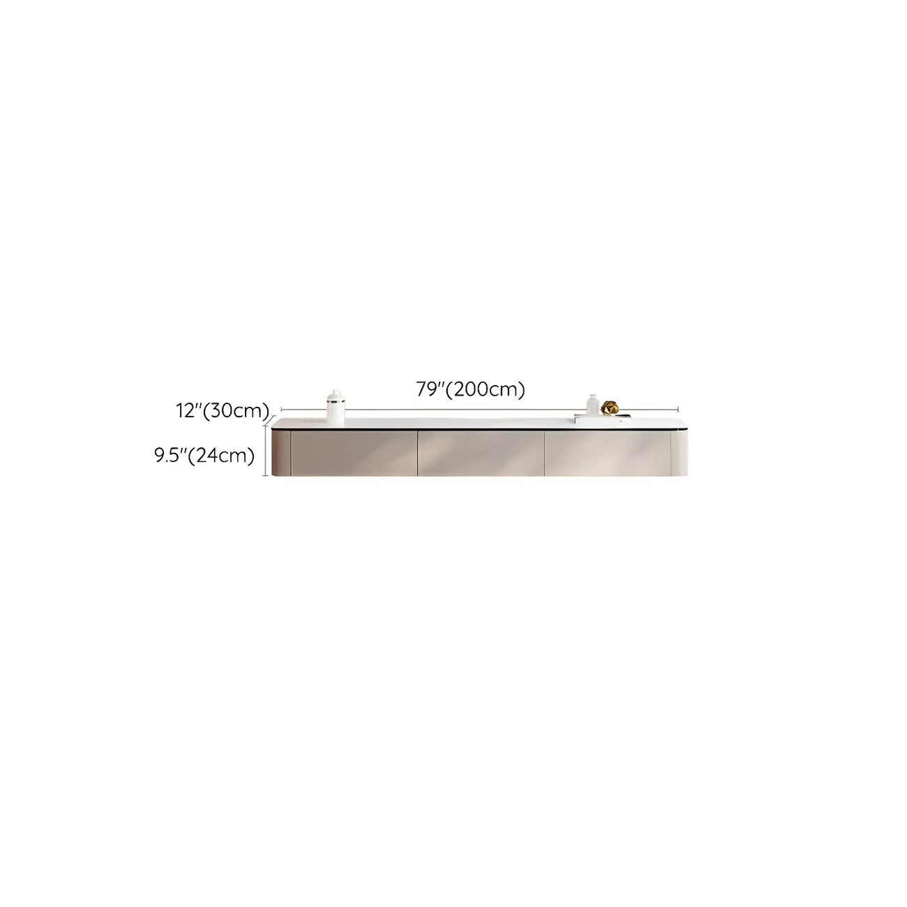 79 4-Drawer White Stone Floating Cable Management TV Stand