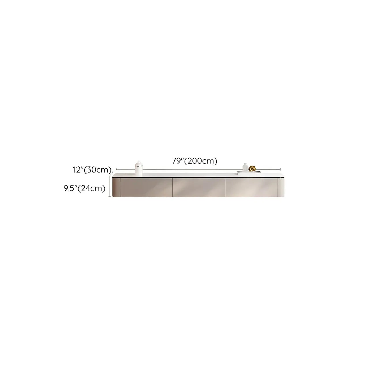 79 4-Drawer White Stone Floating Cable Management TV Stand