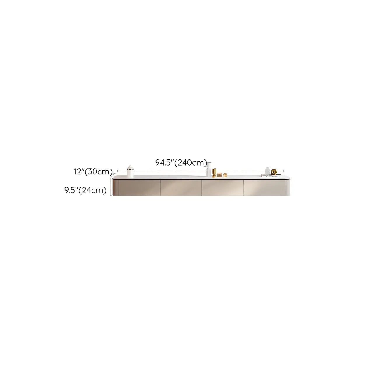 79 4-Drawer White Stone Floating Cable Management TV Stand