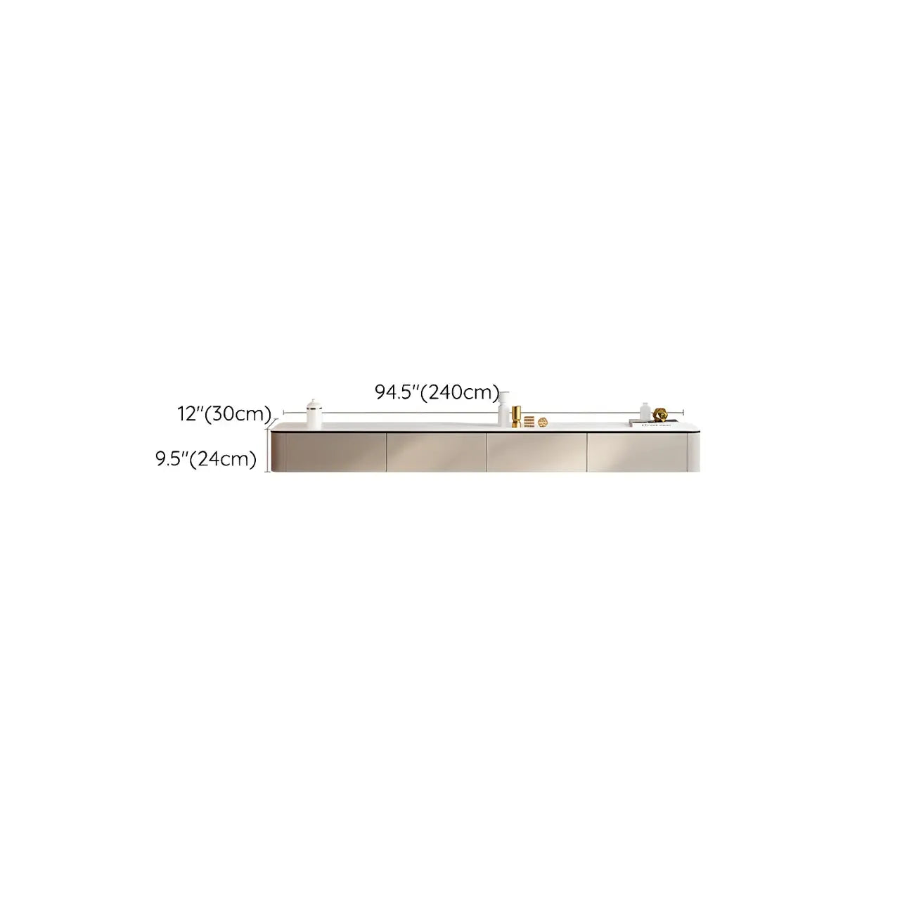 79 4-Drawer White Stone Floating Cable Management TV Stand