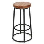 Backless Industrial Round Wooden Bar Stools