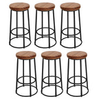 Backless Industrial Round Wooden Bar Stools