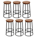 Backless Industrial Round Wooden Bar Stools