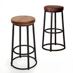 Backless Industrial Round Wooden Bar Stools
